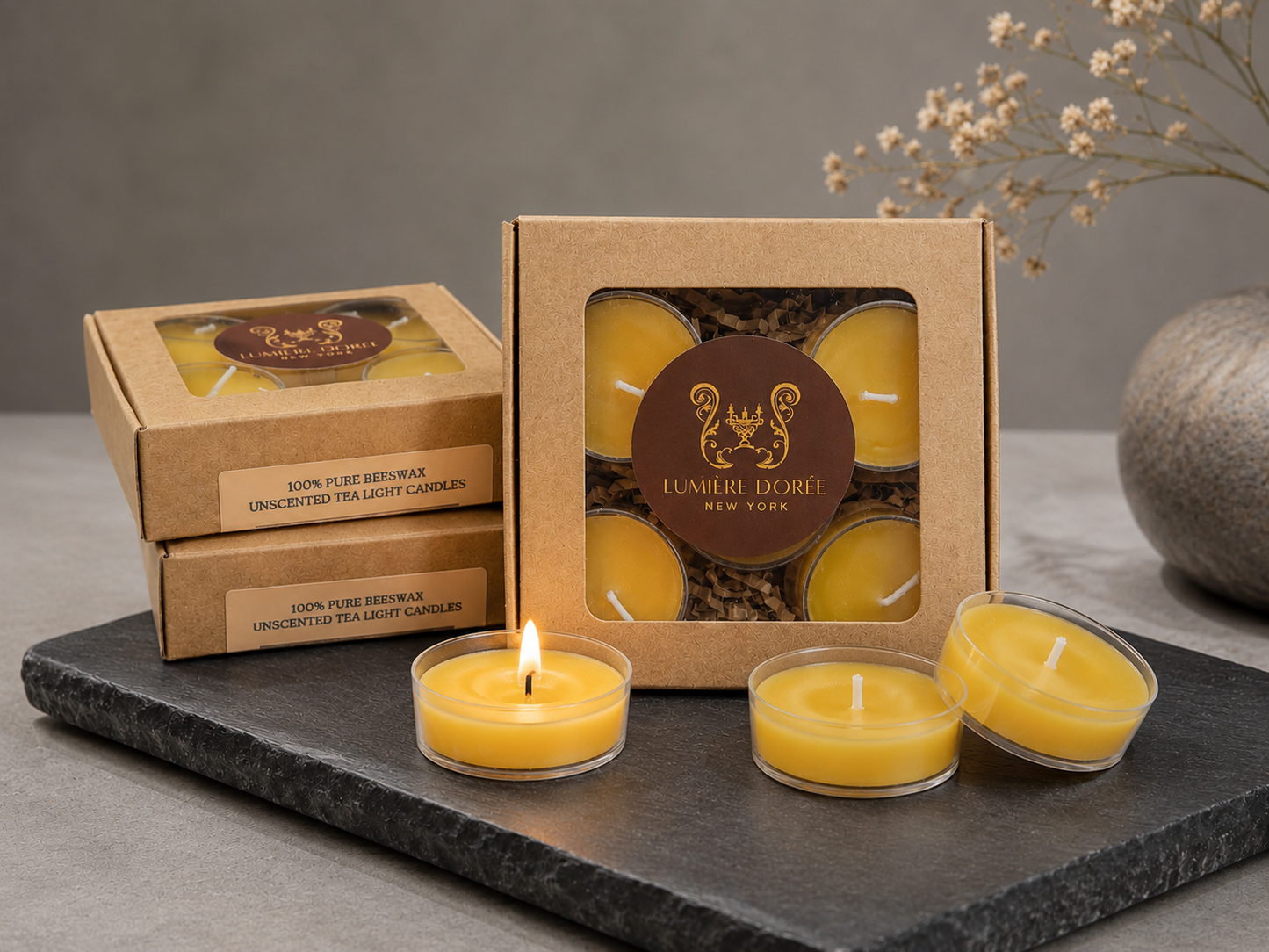 Beeswax Tea Lights – Natural Beeswax Tea Lights for Warm, Clean Ambiance