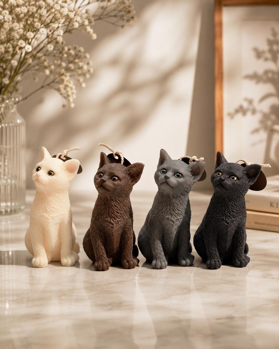 Lumière Dorée limited edition cat-shaped candle for elegant home decor, featuring a decorative feline design.